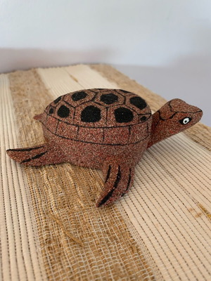Decorative turtle 12 cm new, handmade from wood and colored sand