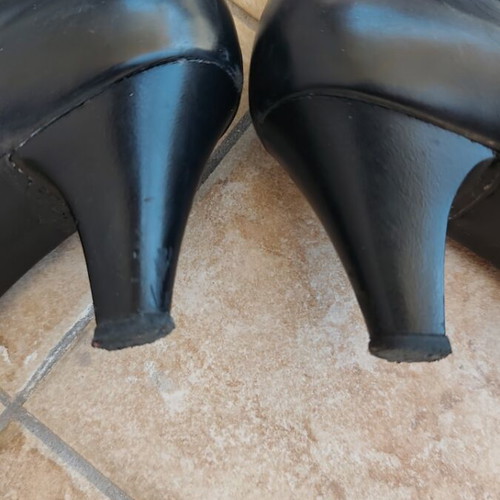 Leather knee-high boots used, black size 39, women's