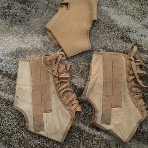 Orthopedic wrist braces used, pair with metal splints and elastic