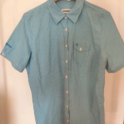Schoeffel lightweight women's shirt plaid pattern sizes L/XL like new
