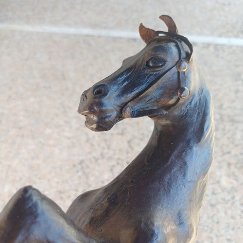 Vintage Decorative Horse Handmade From Natural Leather 20th Century