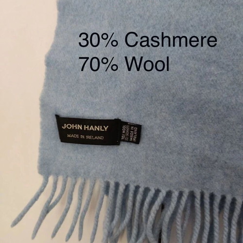 John Hanly scarf used, 30% cashmere 70% wool, blue