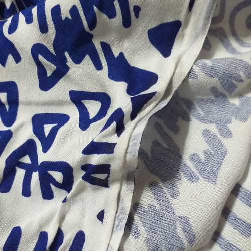 Fabric new with blue and white pattern, dimensions 1.10×1.50 m