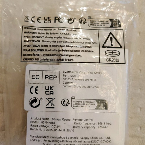 Hörmann HSM4 868 MHz remote new, for garage doors with blue buttons