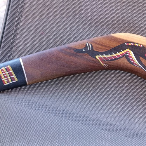 Authentic Aboriginal decorative handmade boomerang