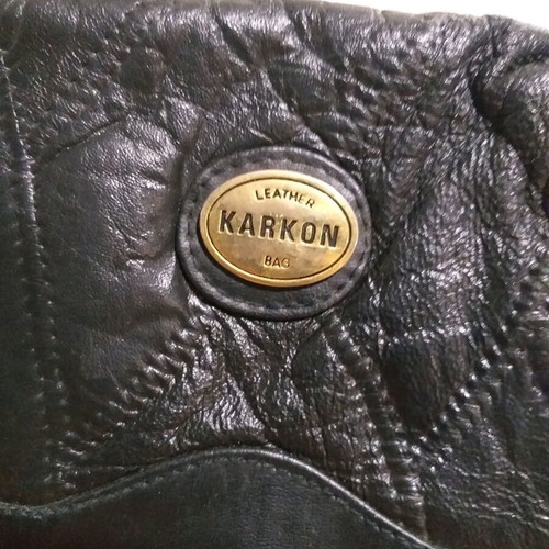Leather shoulder bag black used with adjustable strap
