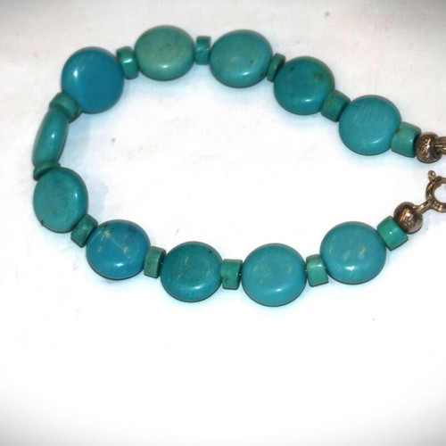 Bracelet genuine mineral Turquoise, Sterling silver 925 - store closure SST091