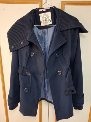 Ημιπαλτο Tally Weijl μεταχειρισμένο, navy blue, μέγεθος S με πλεκτό γιακά