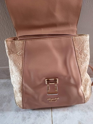 Elizabeth George backpack like new, beige and brown