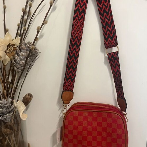 Crossbody bag new, red with detachable strap