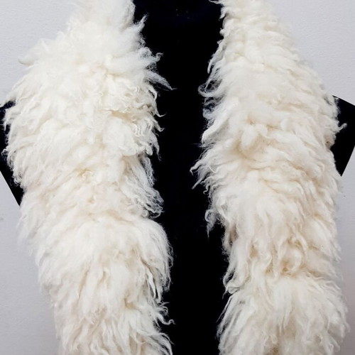 Sheepskin Women's Collar white, like new, 89×14 cm