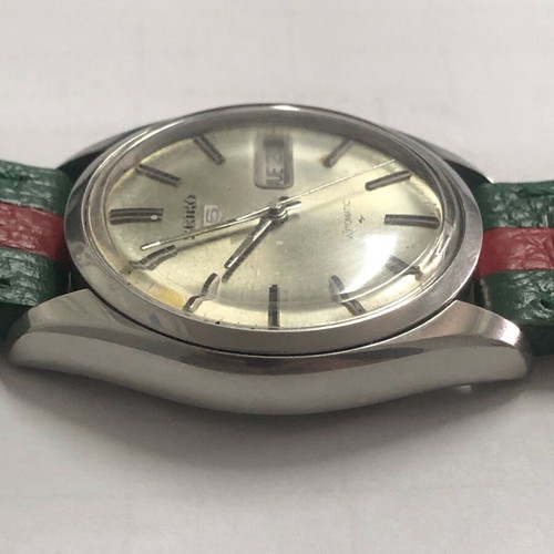 Seiko 5 wristwatch used, automatic vintage, gray silver