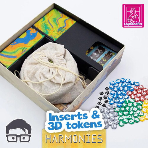 Harmonies Board Game Organizer new, 3D printed insert for sleeved cards