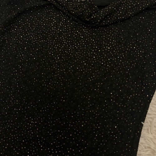 Blouse with lace and gold rhinestone details used, black
