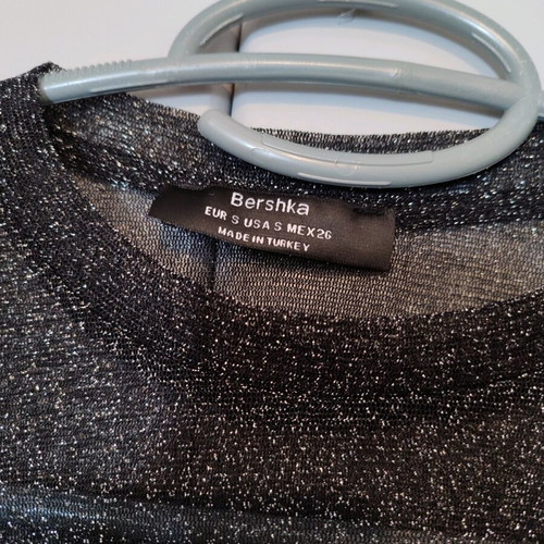 See Through Black T-Shirt With Glitter New Bershka Size S