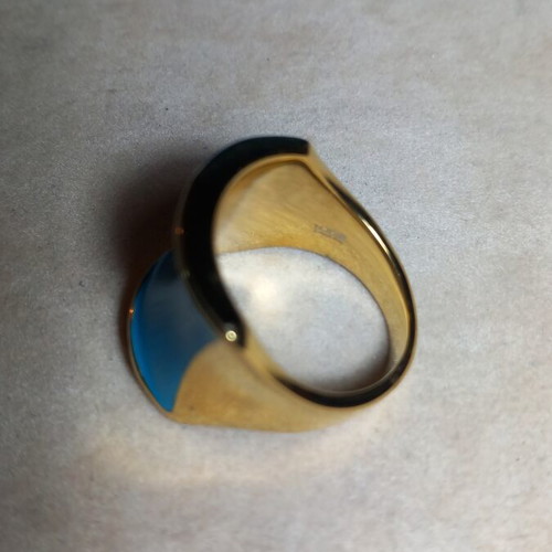 Loisir stainless steel ring with blue enamel, size 58, new