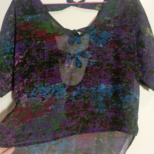 Vintage sheer top with bows, like new, multicolor, M-L
