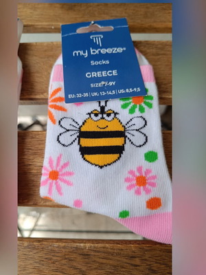 Children's socks with bees new, white and pink