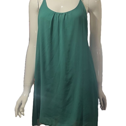 Backless mini dress L used, green, thin fabric with lining