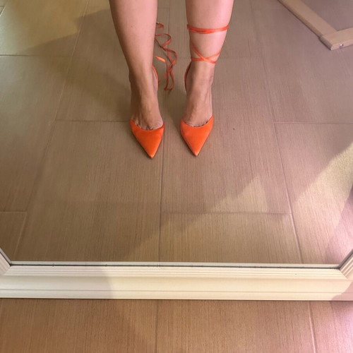 Asos orange satin heels like new, size 37