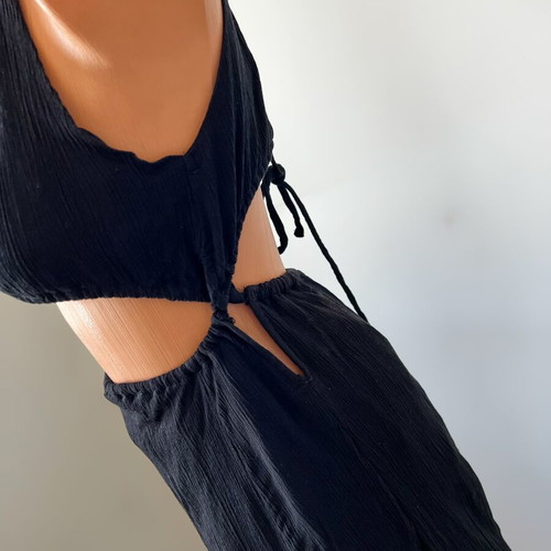 Dress for Small Bust size S/M with Back Ties and Slit, like new, black