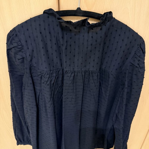 H&M blouse with embossed polka dots new, black, size S