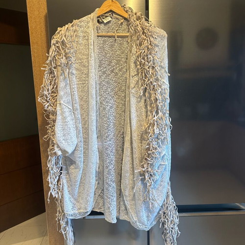 Kaftani cape beige used with beautiful details and fringes