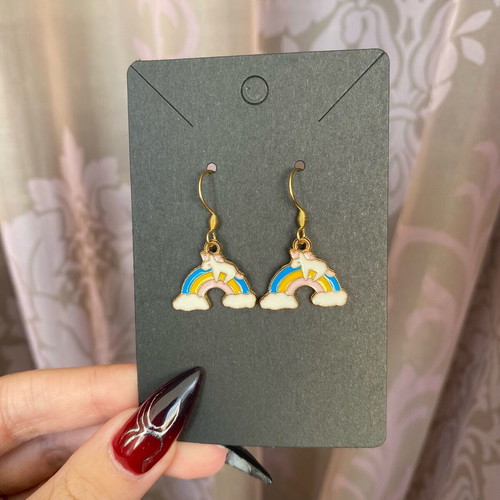 Unicorn Earrings with Rainbow new, multicolored and gold-toned