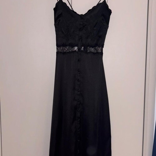 Zara satin midi lingerie dress new with tags, black, size M