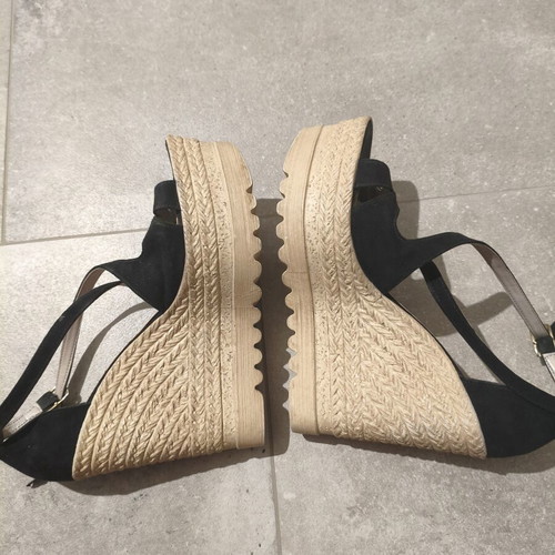 Beatris Black Suede Platform Espadrilles Like New, Size 37