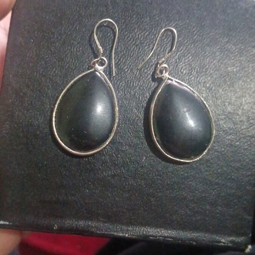 Silver drop earrings 925 with black onyx used