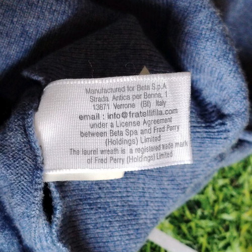 Fred Perry wool sweater used, size M, blue