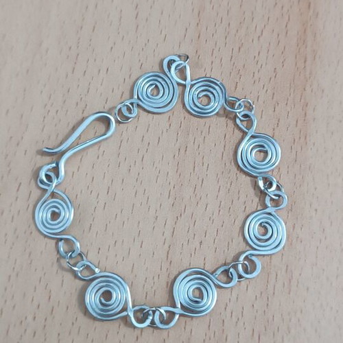 Silver swirls bracelet handmade from scratch, new