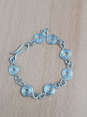 Silver swirls bracelet handmade from scratch, new