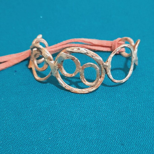 Handmade bracelet new, copper with melted silver