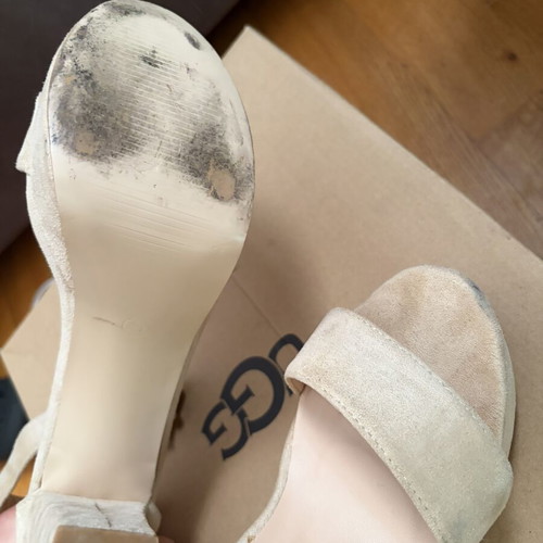 Beige suede platform pumps with thick heel size 41 used