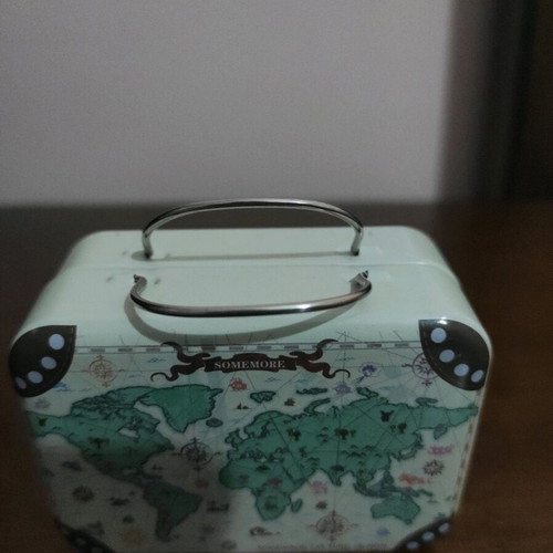 Metal decorative storage box like new with world map design