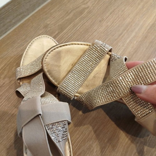 Jenny Fairy platform sandals like new, gold nude with rhinestones