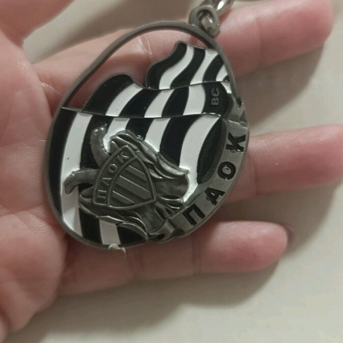 PAOK keychain new, black and silver