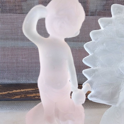 Opaline figurines used, set of 3 pieces from the 70s