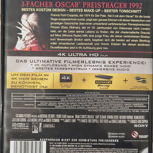 Bram Stoker's Dracula 25th Anniversary 4K Ultra HD Blu-ray