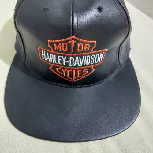 Harley Davidson leather hat like new, black size 58