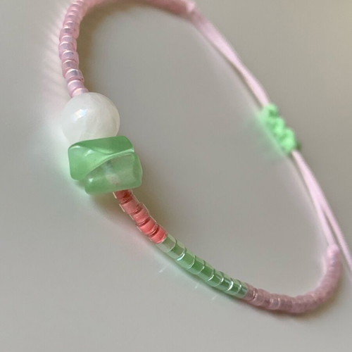 Handmade adjustable bracelet with Nephrite and Cat Eye stones new