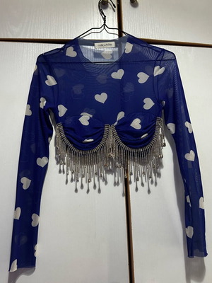 Milkwhite crop top με κρύσταλλα, μέγεθος S, καινούργιο