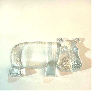 Kosta Boda Art Glass μεγάλο χειροποίητο διακοσμητικό φιγούρα ιπποπόταμος της δεκαετίας του '70.