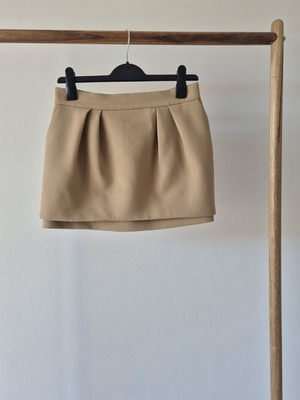Maje mini skirt size S like new, beige, viscose balloon effect
