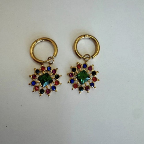 Earrings hoop multicolored new with colorful stones