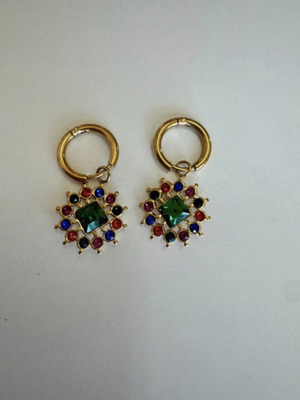 Earrings hoop multicolored new with colorful stones