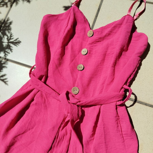 Fuchsia Wide Leg Jumpsuit with Belt like new