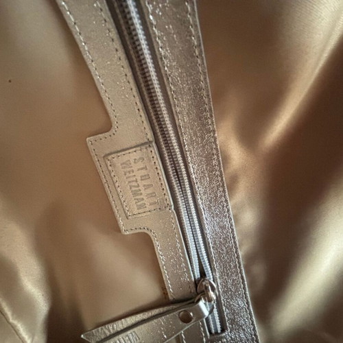 Stuart Weitzman red leather patent clutch bag like new